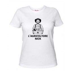 T-shirt donna in cotone con stampa Agricoltore Nick
