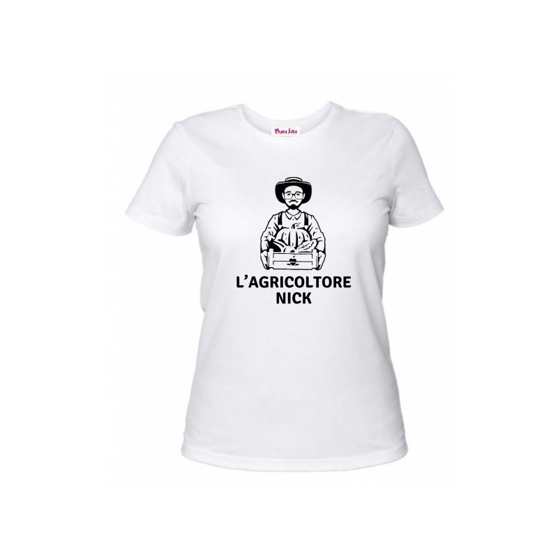 T-shirt donna in cotone con stampa Agricoltore Nick