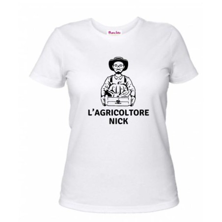 T-shirt donna in cotone con stampa Agricoltore Nick