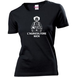 T-shirt donna in cotone con stampa Agricoltore Nick