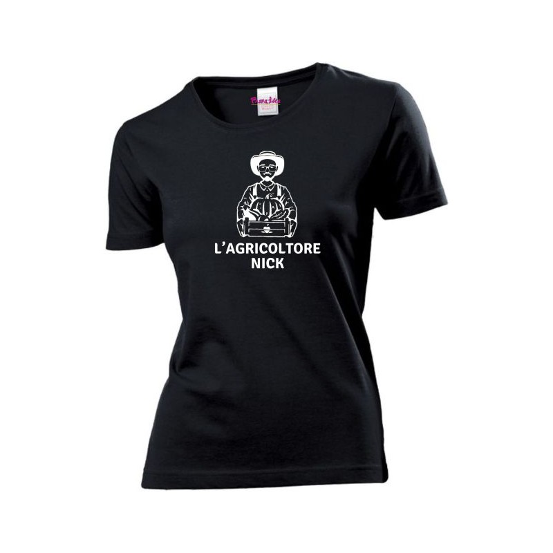 T-shirt donna in cotone con stampa Agricoltore Nick