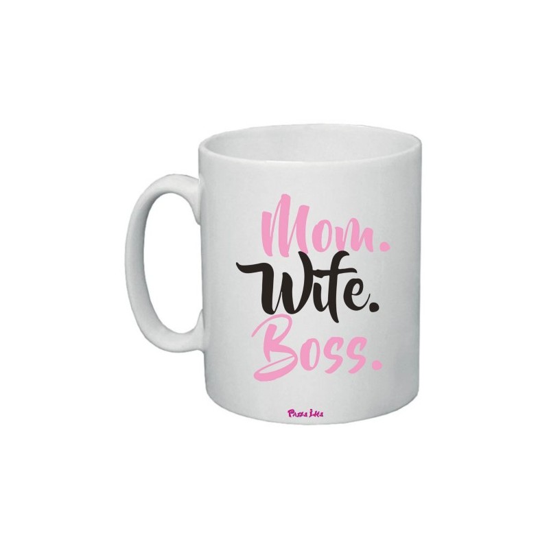 tazza ceramica 8x10 scritta mom wite boss regalo festa della mamma compleanno