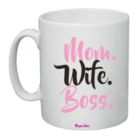 tazza ceramica 8x10 scritta mom wite boss regalo festa della mamma compleanno