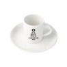 Tazzina da caffè in ceramica, fornita con piattino, capacità 80ml. Fornita in confezione singola in cartoncino.