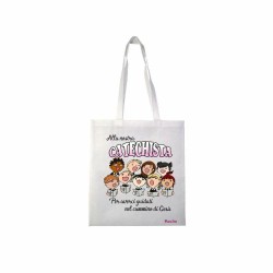 borsa poliestere 36x40 scritta alla nostra catechista catechismo regalo bambini