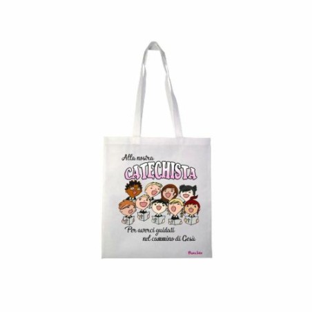 borsa poliestere 36x40 scritta alla nostra catechista catechismo regalo bambini