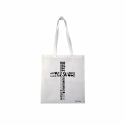 borsa poliestere 36x40 scritta Gesu' Dio fede amore regalo catechista maestra