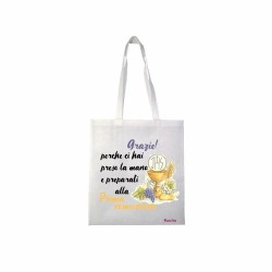 borsa poliestere 36x40 scritta grazie catechista catechismo regalo comunione