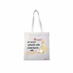 borsa poliestere 36x40 scritta grazie catechista catechismo regalo cresima