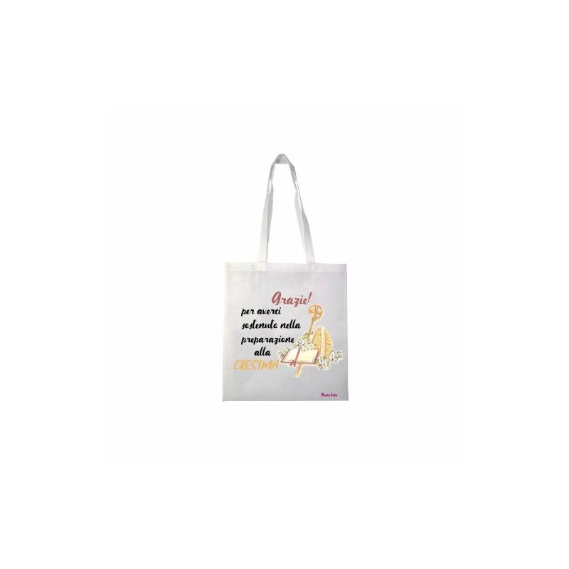borsa poliestere 36x40 scritta grazie catechista catechismo regalo cresima