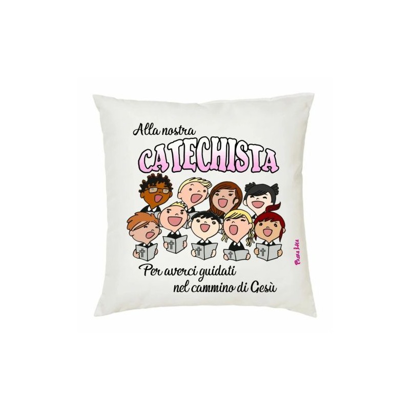 cuscino 40x40 scritta catechista catechismo idea regalo bambino
