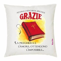 cuscino 40x40 scritta catechista grazie catechismo idea regalo bambino