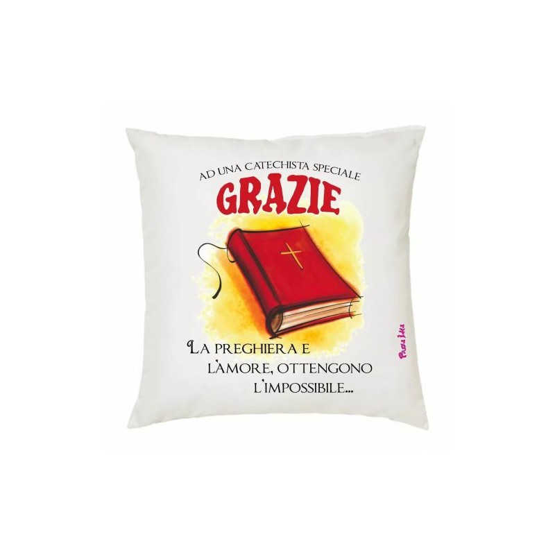 cuscino 40x40 scritta catechista grazie catechismo idea regalo bambino