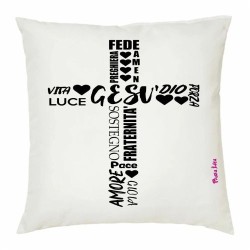 cuscino 40x40 scritta Gesu' vita Dio amore gioia regalo maestra catechista