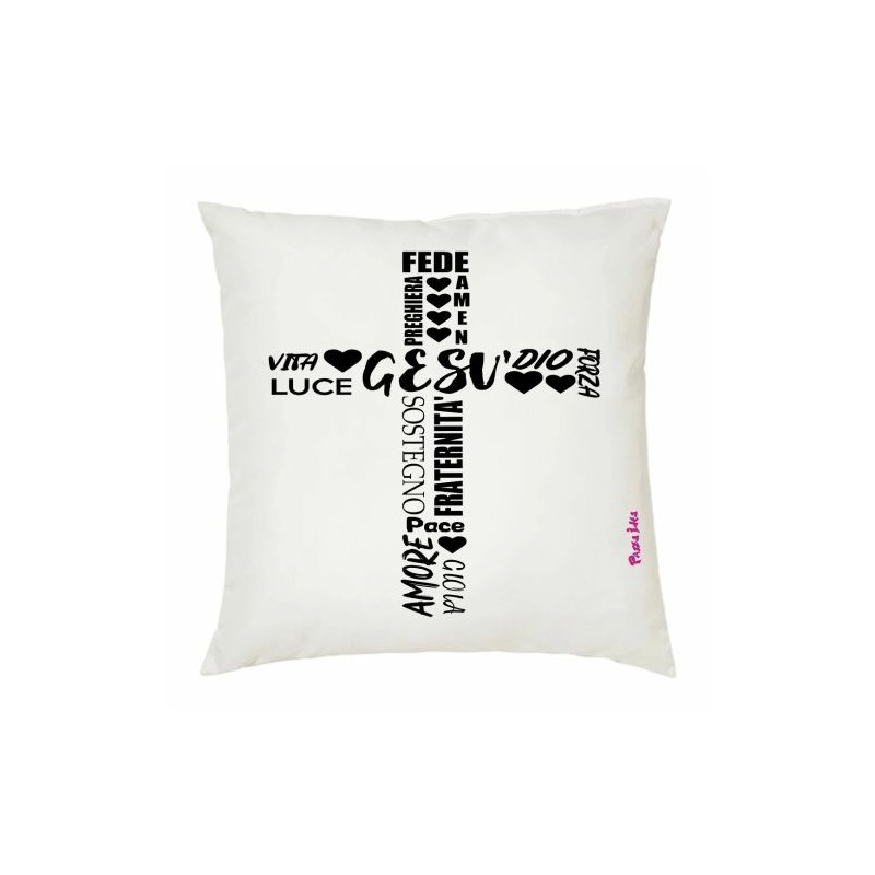 cuscino 40x40 scritta Gesu' vita Dio amore gioia regalo maestra catechista