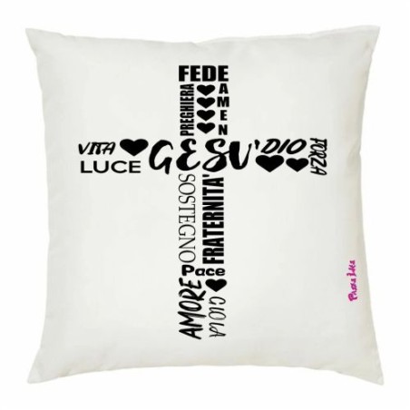 cuscino 40x40 scritta Gesu' vita Dio amore gioia regalo maestra catechista