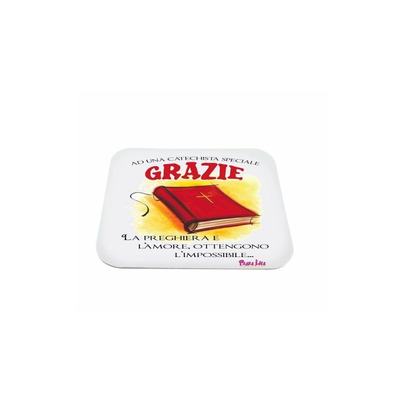 mouse pad tappetino pc scritta grazie catechista regalo catechismo bambino