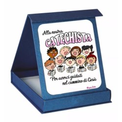 targa targhetta adesiva scatola scritta alla nostra catechista regalo catechismo