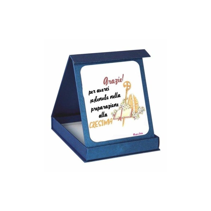 targa targhetta adesiva scatola scritta grazie catechista regalo cresima