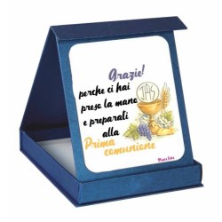 targa targhetta adesiva scatola scritta grazie catechista regalo prima comunione