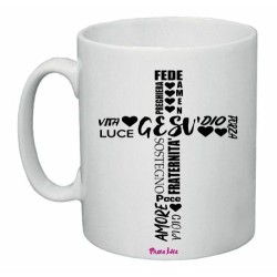 tazza 8 x 10 scritta Gesu' vita Dio amore gioia regalo maestra catechista suora