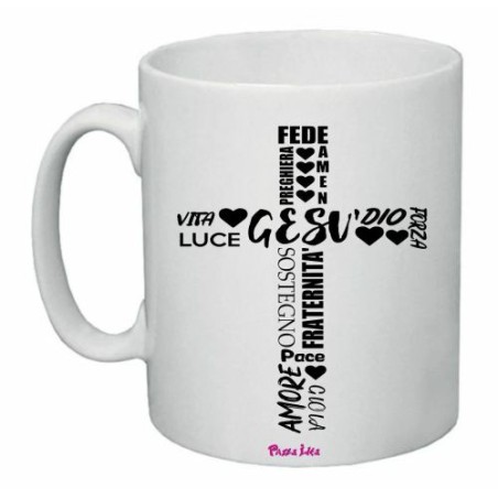 tazza 8 x 10 scritta Gesu' vita Dio amore gioia regalo maestra catechista suora