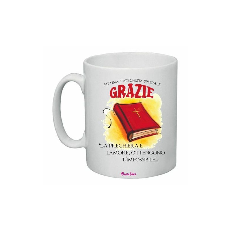 tazza 8 x 10 scritta grazie catechista catechismo bambini idea regalo fine anno
