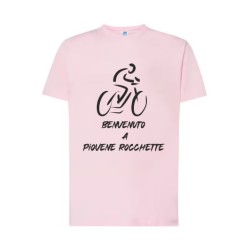 T-shirt in cotone con stampa bici benvenuto giro a Piovene Rocchette con possibili di personalizzazione con il nome della tua c