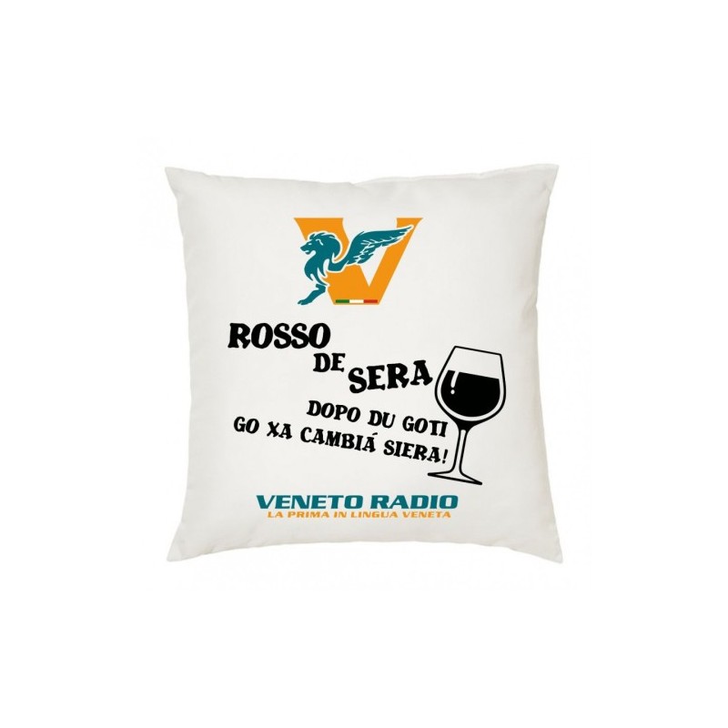 cuscino 40x40 scritta logo veneto radio rosso de sera