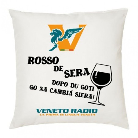 cuscino 40x40 scritta logo veneto radio rosso de sera