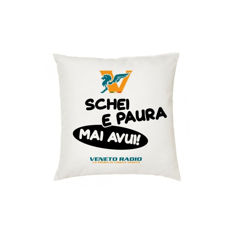 cuscino 40x40 scritta logo veneto radio schei e paura mai avui