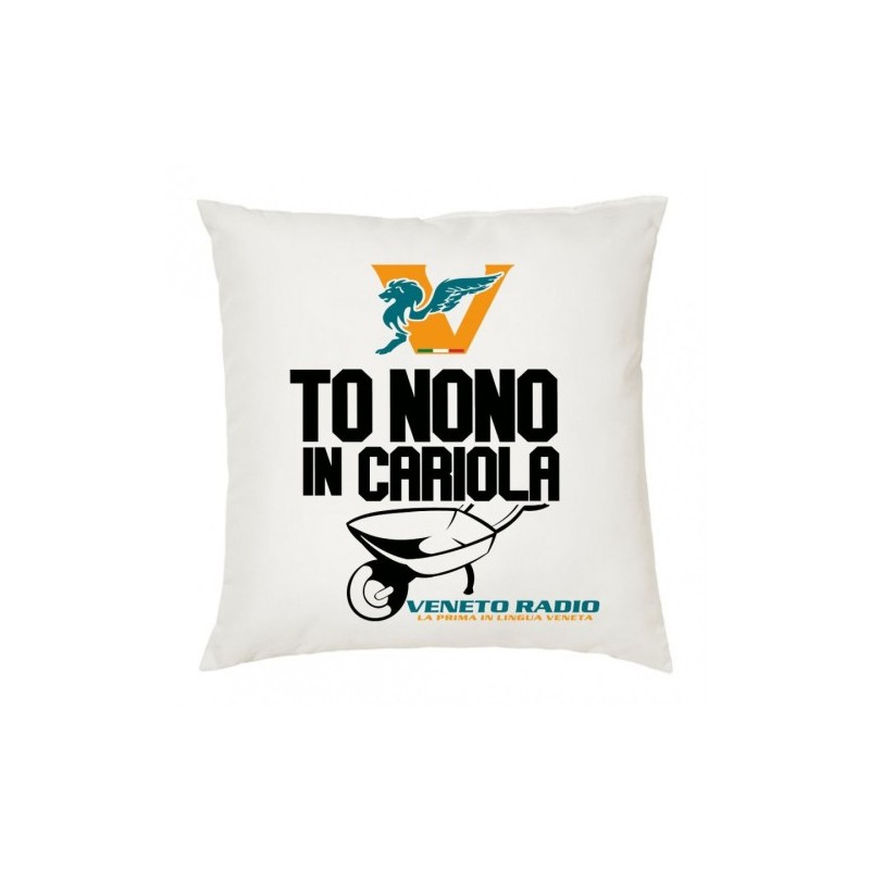 cuscino 40x40 scritta logo veneto radio to nono in cariola