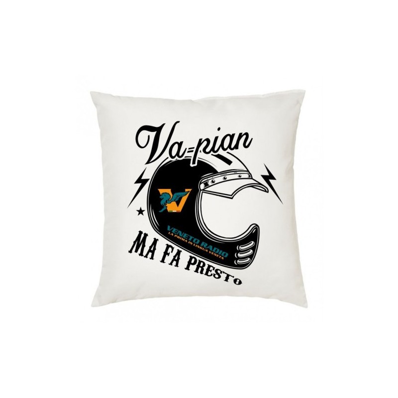 cuscino 40x40 scritta logo veneto radio va pian ma fa presto