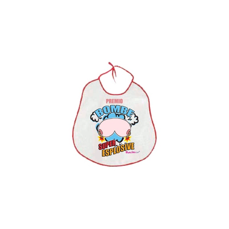 Bavaglione con scritta Sexy  Premio BOmbe Super Esplosive         41x41cm    in poliestere