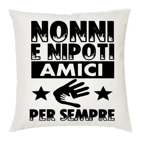cuscino in poliestere cm 40x40 nonni e nipoti amici per sempre