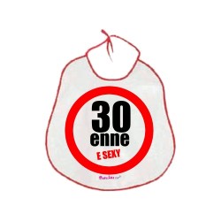 Bavaglione con scritta sexy 30enne e Sexy     41x41cm     in poliestere