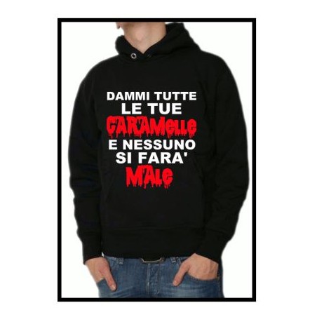 felpa halloween dammi tutte le tue caramelle e nessuno si farà male