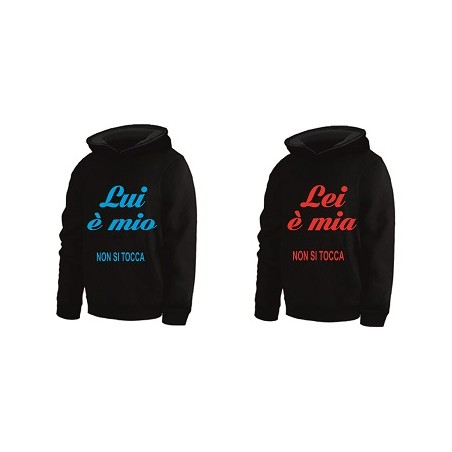 felpe caldo cotone con scritta lui e mio --lei e mia